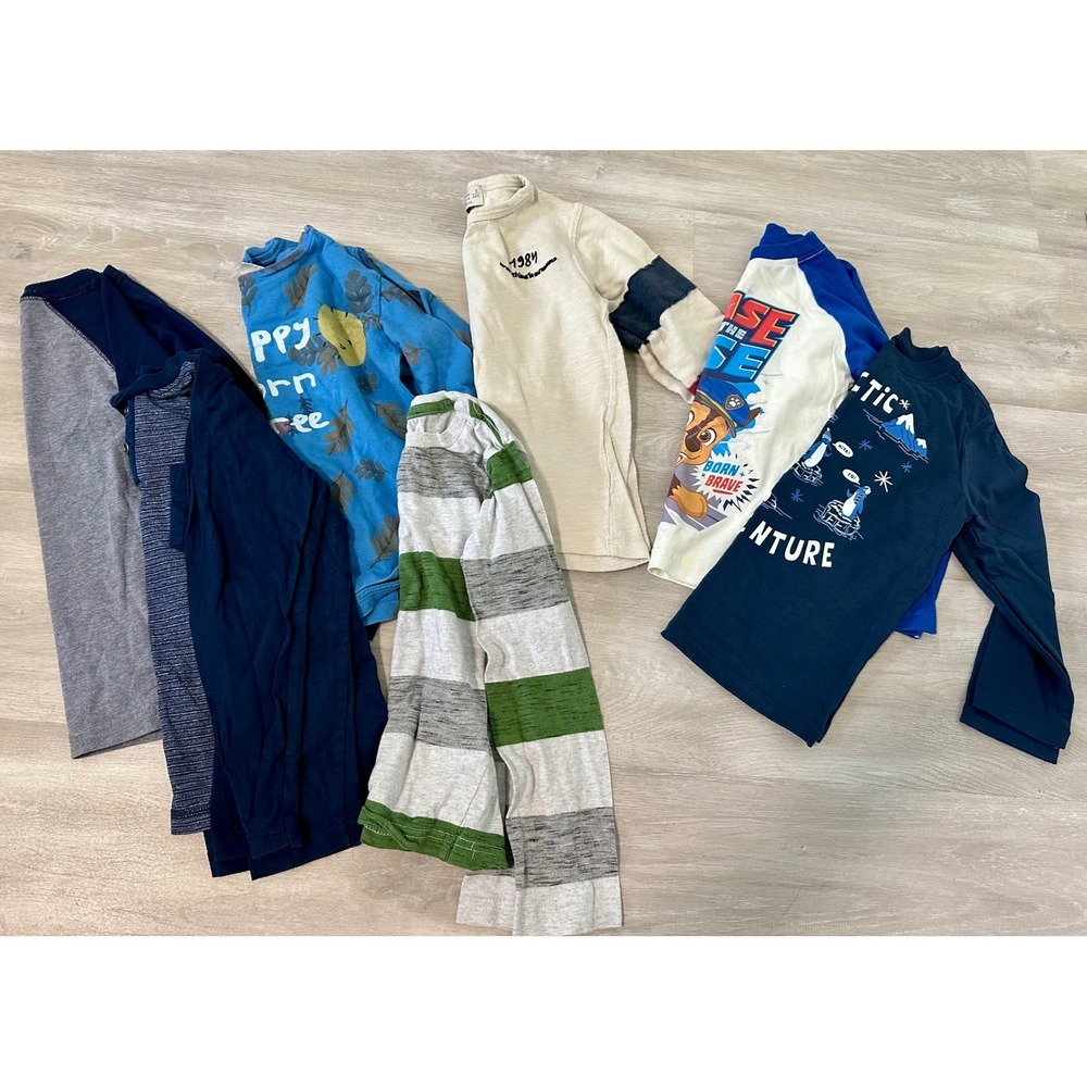 Zara Garanimals Boys Long Sleeve Shirt Bundle Size 4T 5 Navy Green Grey 7pc Good